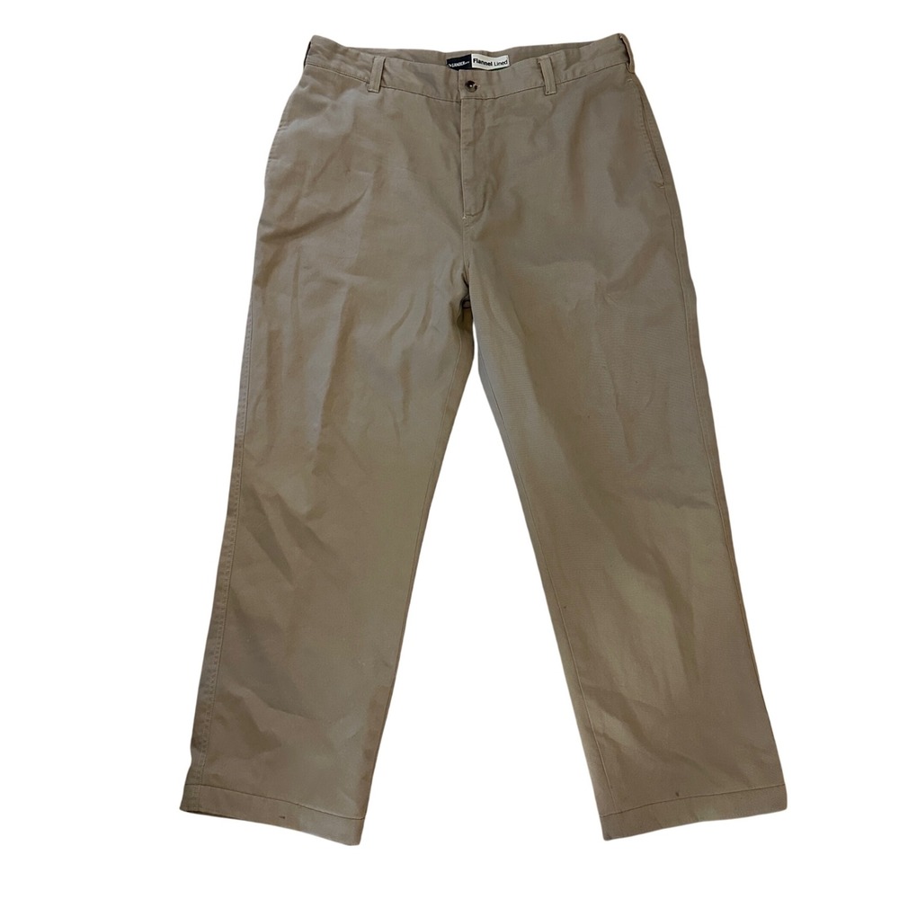 Gander MTN Flannel Lined Mens Khaki Pants 38x32 Warm Winter Casual‎ Outdoors